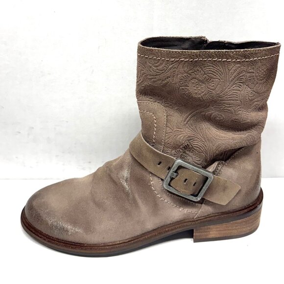 MIZ MOOZ NUBUCK LEATHER BOOTS SIDE ZIPPER TAUPE 37EU / 7US NEW # Z-27 - Picture 2 of 4